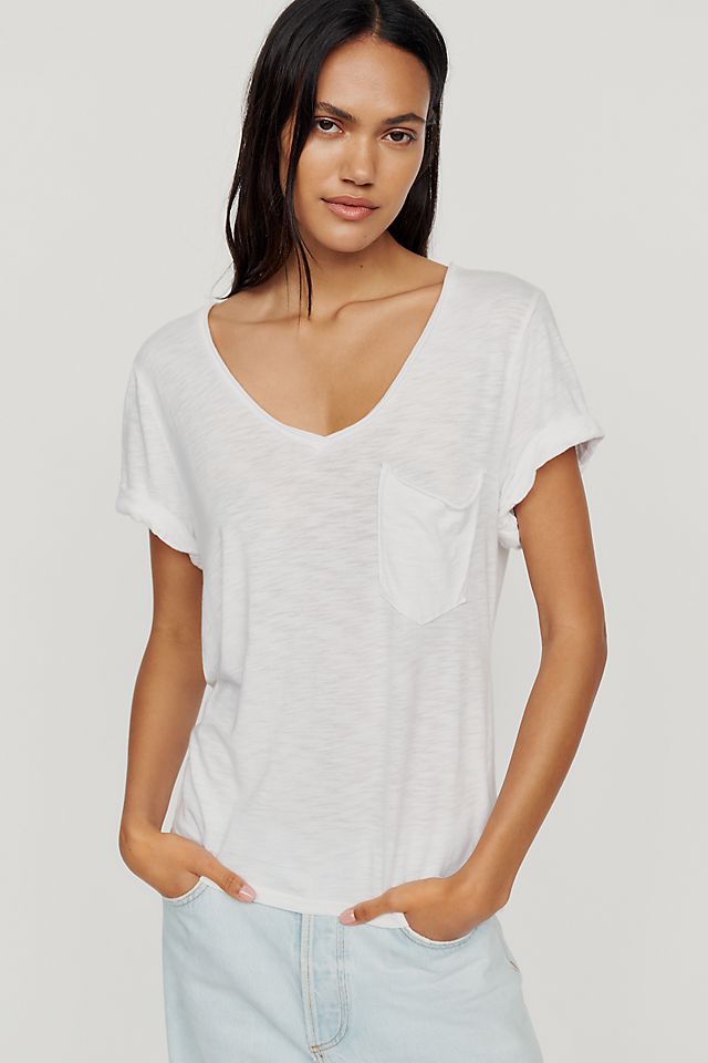 Pilcro Quinn Women's Drapey V-Neck Tee