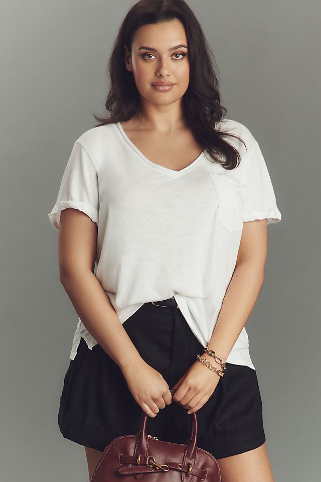 Pilcro Quinn Women's Drapey V-Neck Tee