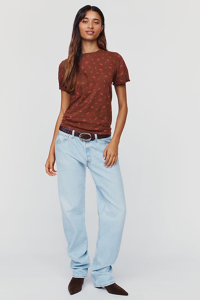 Pilcro Bennie Women's Slim Puff Sleeve Cotton T-Shirt