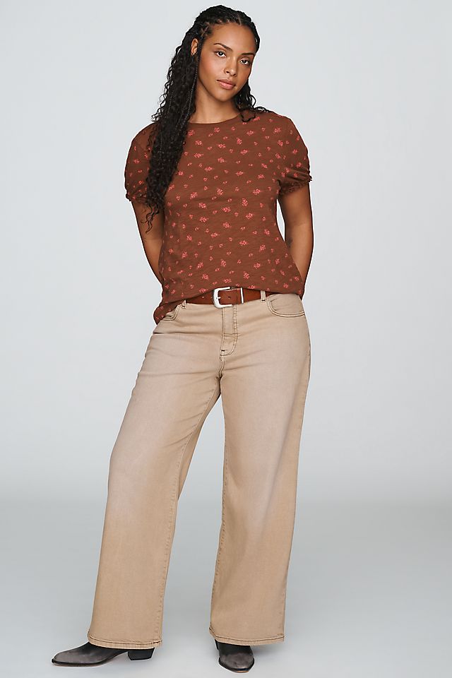 Pilcro Bennie Women's Slim Puff Sleeve Cotton T-Shirt
