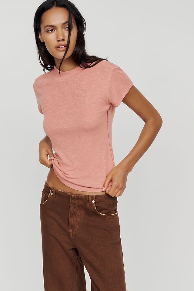 Pilcro Cyris Women's Cotton Modal Mock Neck Tee