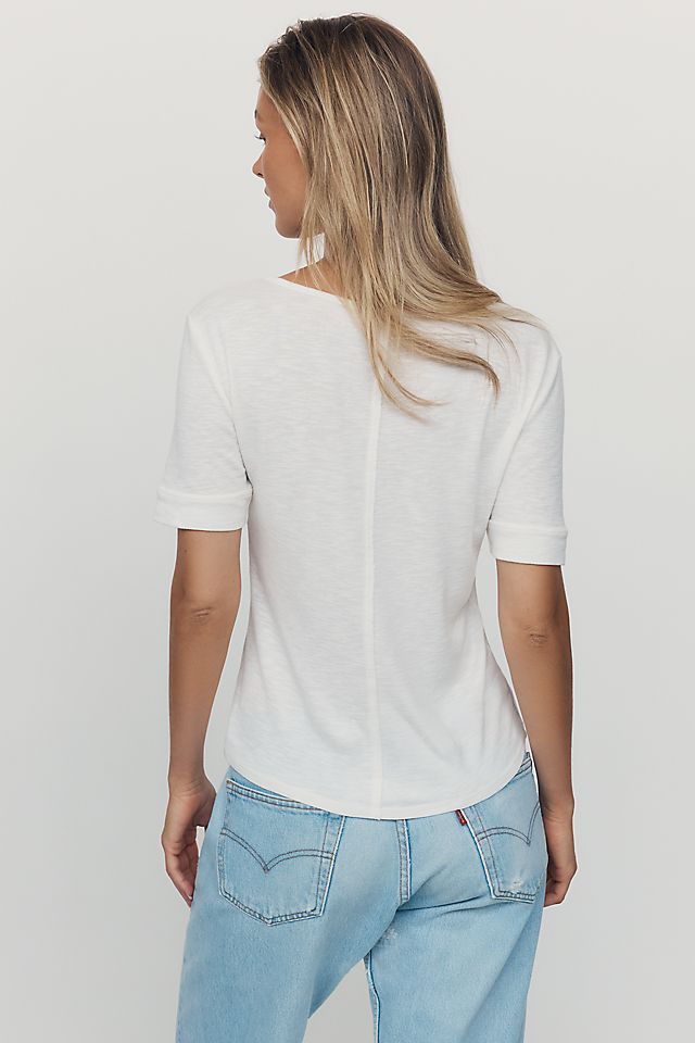 Pilcro Sable Women's Cotton Modal Notched Collar Tee