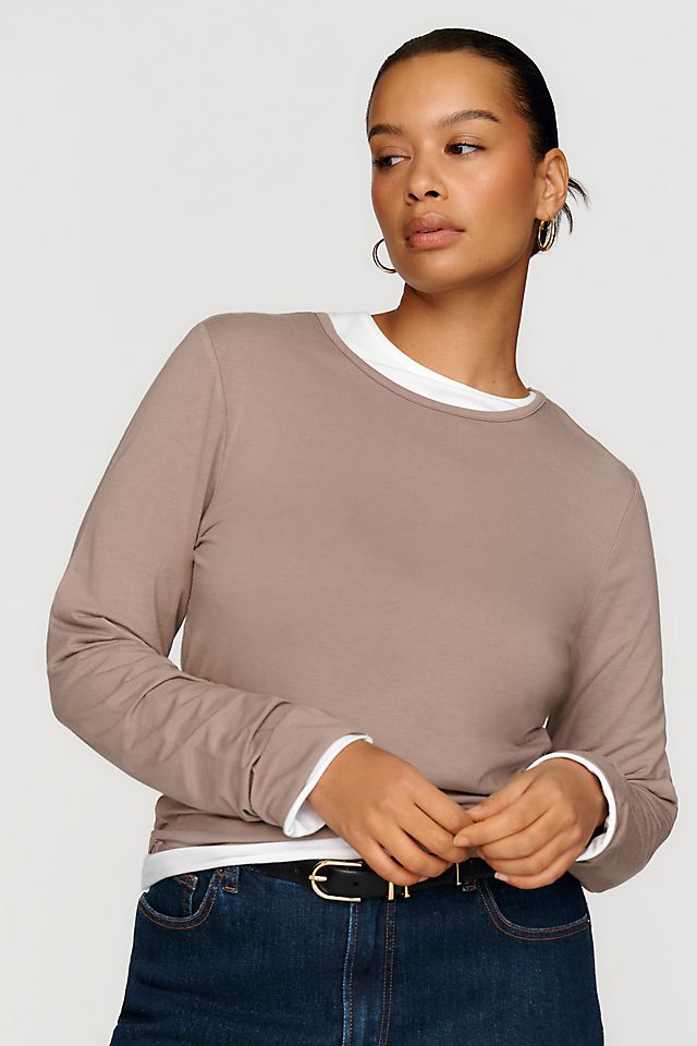 By Anthropologie Evan Women's Cotton Modal Long Sleeve Tee